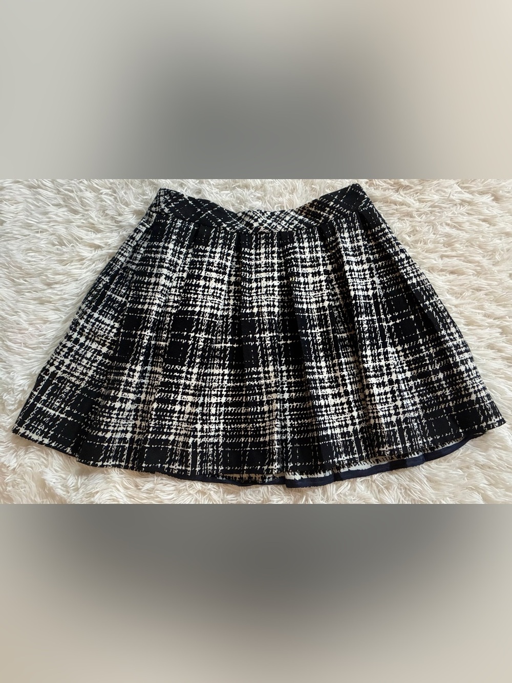 Banana Republic Academia Clueless 90s Preppy Tweed Plaid Skirt Pleated Black 10